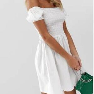 ASOS White Off-Shoulder Mini Dress